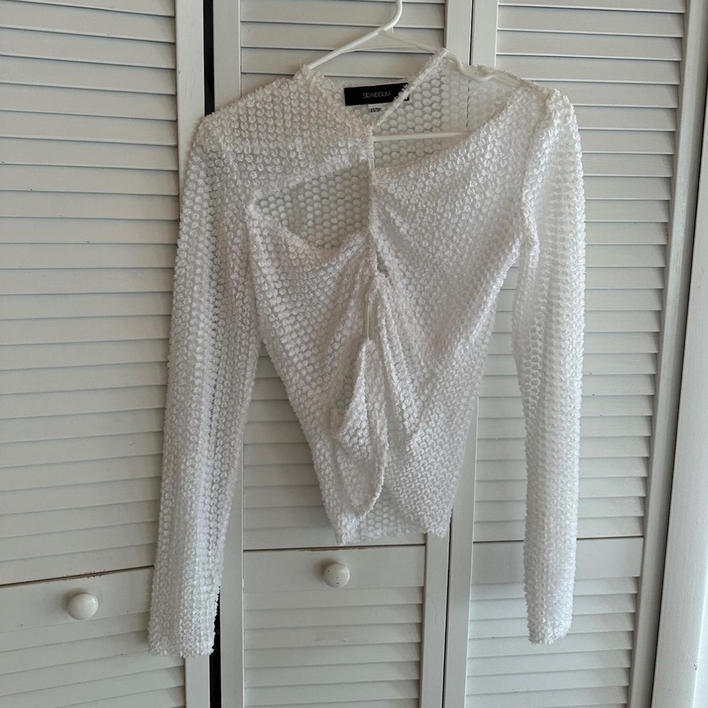 Sid Neigum Flocked Cutout Tension Blouse XS